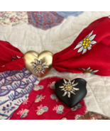 vintage floral Italian polyester floral scarf 2 puffy heart scarf slides - $645.13 MXN