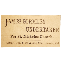 1895 James Gormley Undertaker Victorian Advertisement Passaic New Jersey... - $27.68 CAD