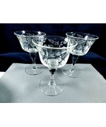 VTG 3 pc Crystal Optic Paneled Glass Etched footed Cordial Goblets Glass... - £27.70 GBP