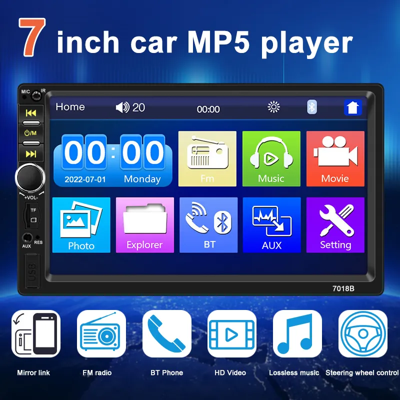 Carplay 2 Din Car Radio Bluetooth 7&quot; Touch Screen Stereo FM Audio Stereo... - £35.12 GBP+