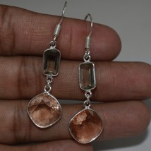Handmade 925 Silver Simulated Morganite Shape silver/Gold/ Rose Plated Earrings - £25.86 GBP+