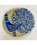 Vintage Hand Enameled Peacock Glass Box Signed Unikat G Presecki 4 x 3/4... - $39.11