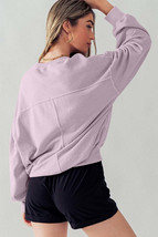 Orchid Petal Exposed Seam Batwing Sleeve Drop Shoulder Sweatshirt - £24.77 GBP