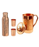 Hammered Copper Water Bottle Water Storage Drinking Pitchers Jug 2 Tumbl... - £40.04 GBP