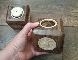 Armenian Wooden Candle Holder, Square Candle Holder, Eternity Candle Holder - $75.00
