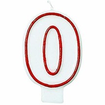 Amscan Number 0 Flat Molded Candle, 3", Red & White - $15.00