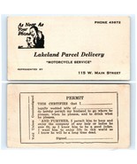 VTG Lakeland Parcel Delivery Business Card With Wife&#39;s Permit For Husband - $24.75