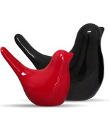 Creative Black Red Glossy Ceramic Birds Figurines Home Decorations ( SET... - £27.36 GBP
