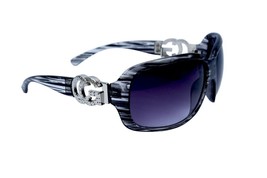 Sunglasses Women Black Silver Frame Oversize UV400 Polycarbonate Black Lens - £12.14 GBP