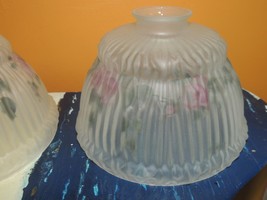 ONE Antique Frosted Puffy 7.25 / 2.25 Lamp Shade Glass Reverse Painted V... - $63.22 CAD