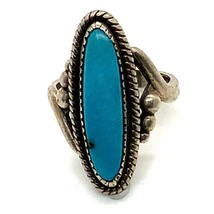 Vtg Signed Sterling Silver Pacific Jewelry Native American Turquoise Ring 6 1/4 - £43.73 GBP