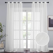 Living Room Crushed Sheer Window Treatment Grommet Voile Panels, 95 Inch... - $41.96