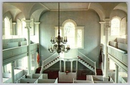 Vintage interior old first church chandelier Bennington Vermont Postcard - £3.86 GBP