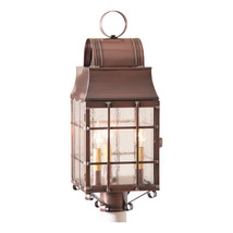 Large Rustic Copper Outdoor Post Light Classic Colonial Lantern Handmade Bars - $489.95