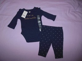 NWT Girls Carters Dark Blue Outfit 3M Tutu Adorable Polka Dots - £7.89 GBP