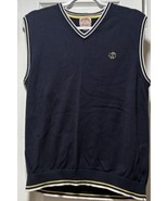Vintage Men’s Large Brooks Brothers Sweater Vest Navy Yellow White Logo ... - $41.03 CAD