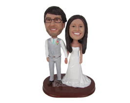 Custom Bobblehead Cheerful Wedding Couple Holding Hands - Wedding &amp; Couples Brid - £121.53 GBP