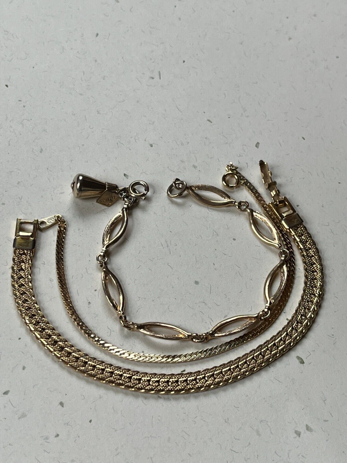 Lot of Napier Signed Mesh Goldtone Chain Sarah Cov Open Oval Link & Snake Chain - £10.33 GBP