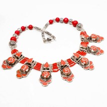 Red Coral Gemstone Christmas Gift Fashion Jewelry Necklace Nepali 18&quot; SA 4650 - £18.69 GBP