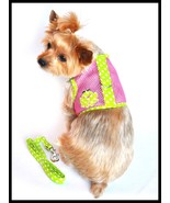 NWT Doggie Design Pink/Green Frog White Polka Dot Mesh Dog Harnes w/Leas... - $23.18 CAD