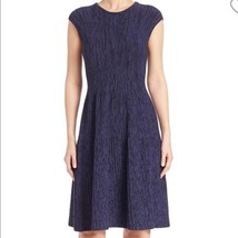 nwt $495 Hugo Boss FADESA Dress L blue+black ribbed knit knee length A-line mini - £77.84 GBP