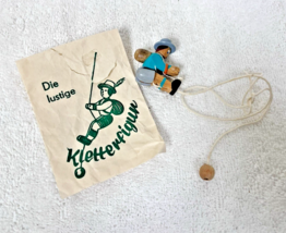 Die Lustige Wood Miniature Mountaineer Climbing String Toy Germany Envelope - $16.34