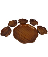 Vtg Blair Hawaii Honolulu Monkey Pod Wood Leaf Bowls 6pc Set 1960s Servi... - $915.76 MXN