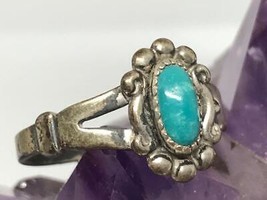 Vintage Bague en Argent Turquoise Taille 6.25 - £46.31 GBP