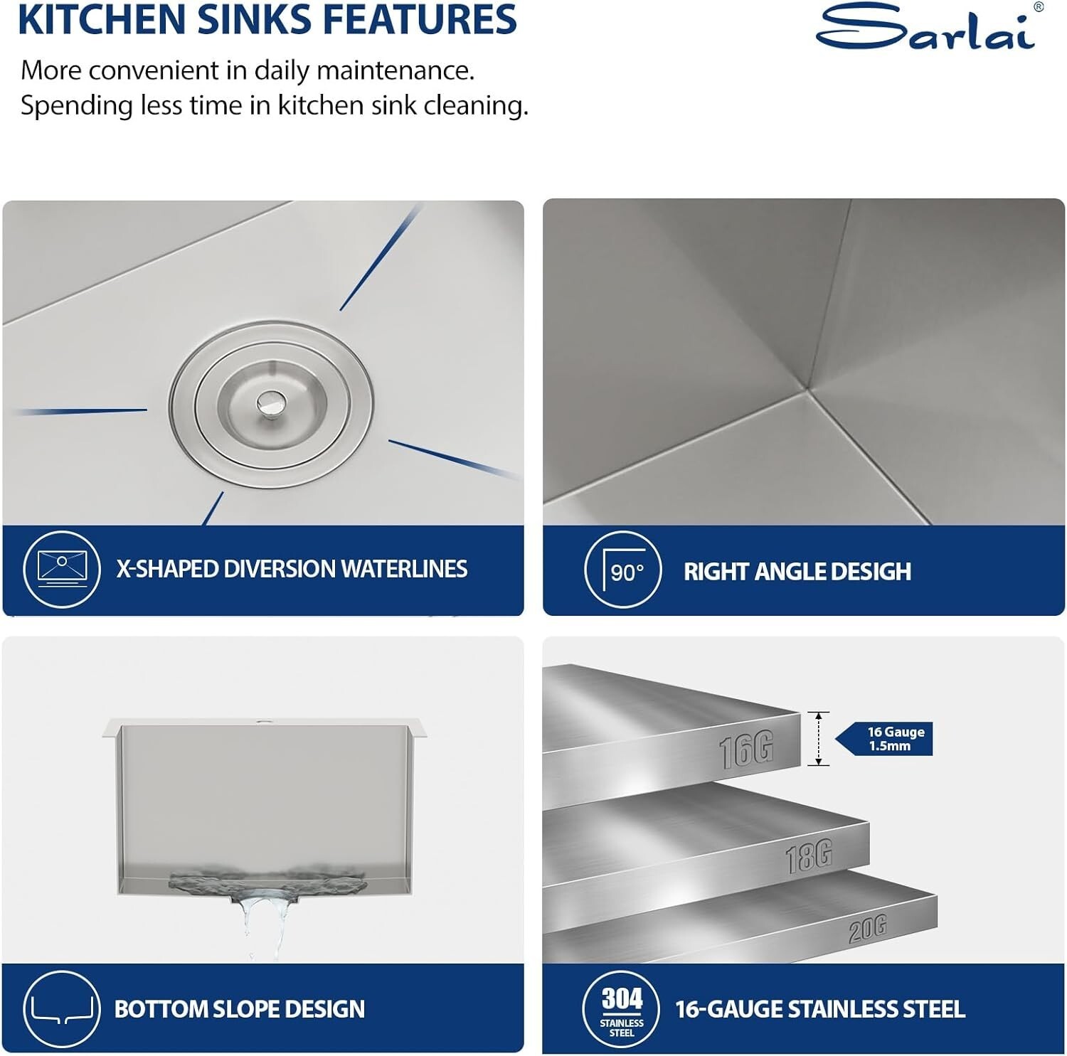 Sarlai 25 Inch Laundry Sink - 25x22x12 Drop In Stainless Steel Utility Sink Item image 7