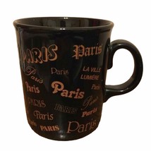 Paris Coffee Mug Gold Dark Brown Ceramic French La Ville France Made in ... - £19.55 GBP