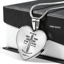 Armor of God Ephesians Necklace Stainless Steel or 18k Gold Heart Pendant 18-22 - £29.85 GBP+