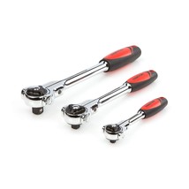 TEKTON 1/4, 3/8, 1/2 Inch Drive Swivel Head Ratchet Set (3-Piece) | 91804 - £85.73 GBP