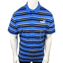 NWT PUMA MSRP $56.99 ESSENTIALS MEN BLUE SHORT SLEEVE JERSEY POLO RUGBY ... - $23.79