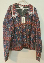Savanna Jane Corduroy Aztec Rhinestones Button Front Western Jacket 3X - $23.07