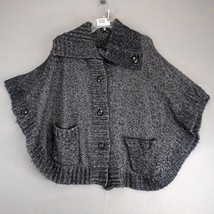 Aerie Chunky Knit Wool Blend Gray Sweater Poncho Women&#39;s XS-S Buttons Po... - $28.00
