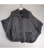 Aerie Chunky Knit Wool Blend Gray Sweater Poncho Women&#39;s XS-S Buttons Po... - $514.50 MXN