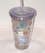 Christian Inspirations Double Wall &quot;Sisters By Heart&quot; Tumbler w/Lid &amp; Straw New - £11.10 GBP