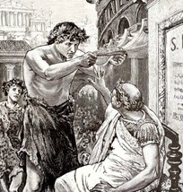 Julius Caesar Refuses The Crown 1913 Roman Plate Print 2 Page History DWAA14 - $39.99