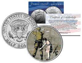 Banksy * Girl Frisking Soldier * Colorized Jfk Half Dollar U.S. Coin Searching - £6.77 GBP