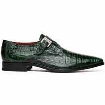 Rovigo Genuine Caiman Crocodile Monk Strap Forest Green image 2