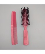 Vintage Goody Matching Nylon Bristle Brush &amp; Comb Set Pink Blue 8&#39;&#39; Brush - $542.67 MXN