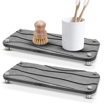 2Pcs Instant Drying Stone Sink Organizer Tray For Bathroom Counter, Diatomaceous - £31.96 GBP