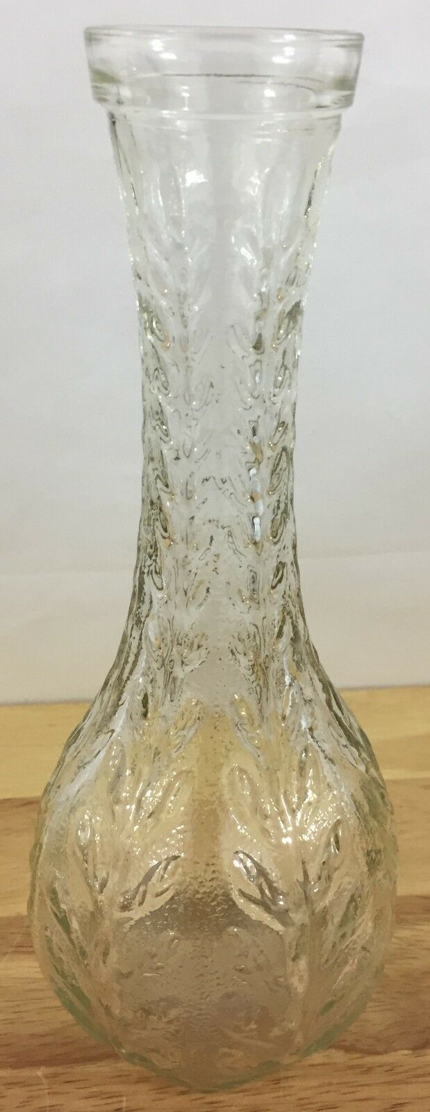 FTD Clear Glass Vase 9" Tall - Vine Design Vase - From 1980 - FTD Vase 1980's - $9.89