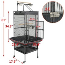 Parrot Bird Finch Cage 61&quot; Two Doors Play Top Pet Supplies W/ Perch Stand Iron - £134.66 GBP