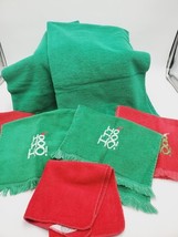 2 Vtg Fieldcrest Lustre Velour Christmas  Green Bath Towels 50” X 26” Am... - $24.44