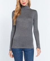SBS Fashion Heather Charcoal Long-Sleeve Turtleneck Top (S) - £16.12 GBP