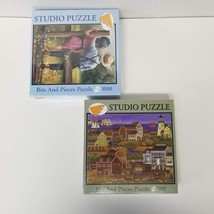 2 Bits and Pieces Puzzle Pumpkin Harvest Amish Boy Girl Sea Landscape Children - $12.00