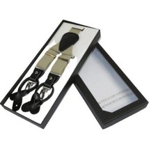 ELEGANT Suspenders Clip on and Button Option for Slacks or Suit Pants Tan Khaki image 2