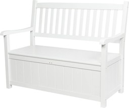 Ashton Outdoor Two Person Large Wooden Patio Storage Bench By Shine, White. - £173.84 GBP
