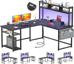 Aheaplus Reversible L-Shaped Corner Computer Desks Gaming Desk With Storage - £205.41 GBP